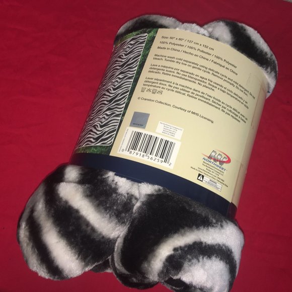 Zebra Pattern Throw 50" x 60' by Royal Plush Raschel Throw - Picture 4 of 4